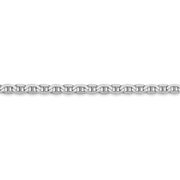 3mm Solid Concave Anchor Chain Bracelet in 14k White Gold, 7 Inch